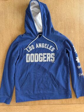Majestic Los Angeles Dodgers MLB Hoodie Men’s Large Blue Logo Sleeve Graphics
